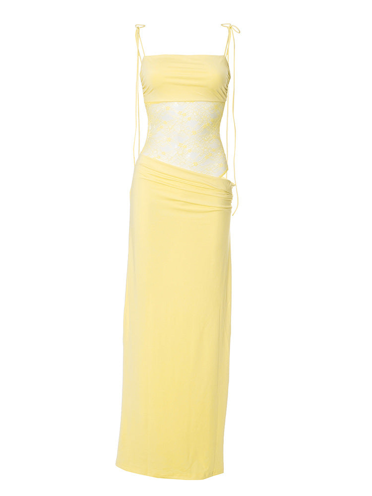 Lace Cut-Out Spaghetti Strap Maxi Dress