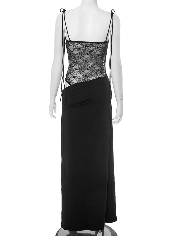 Lace Cut-Out Spaghetti Strap Maxi Dress