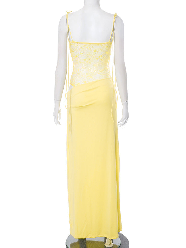 Lace Cut-Out Spaghetti Strap Maxi Dress