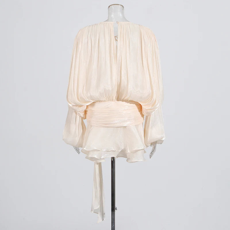 TWOTWINSTYLE Lace-Up Patchwork Mini Dress for Women