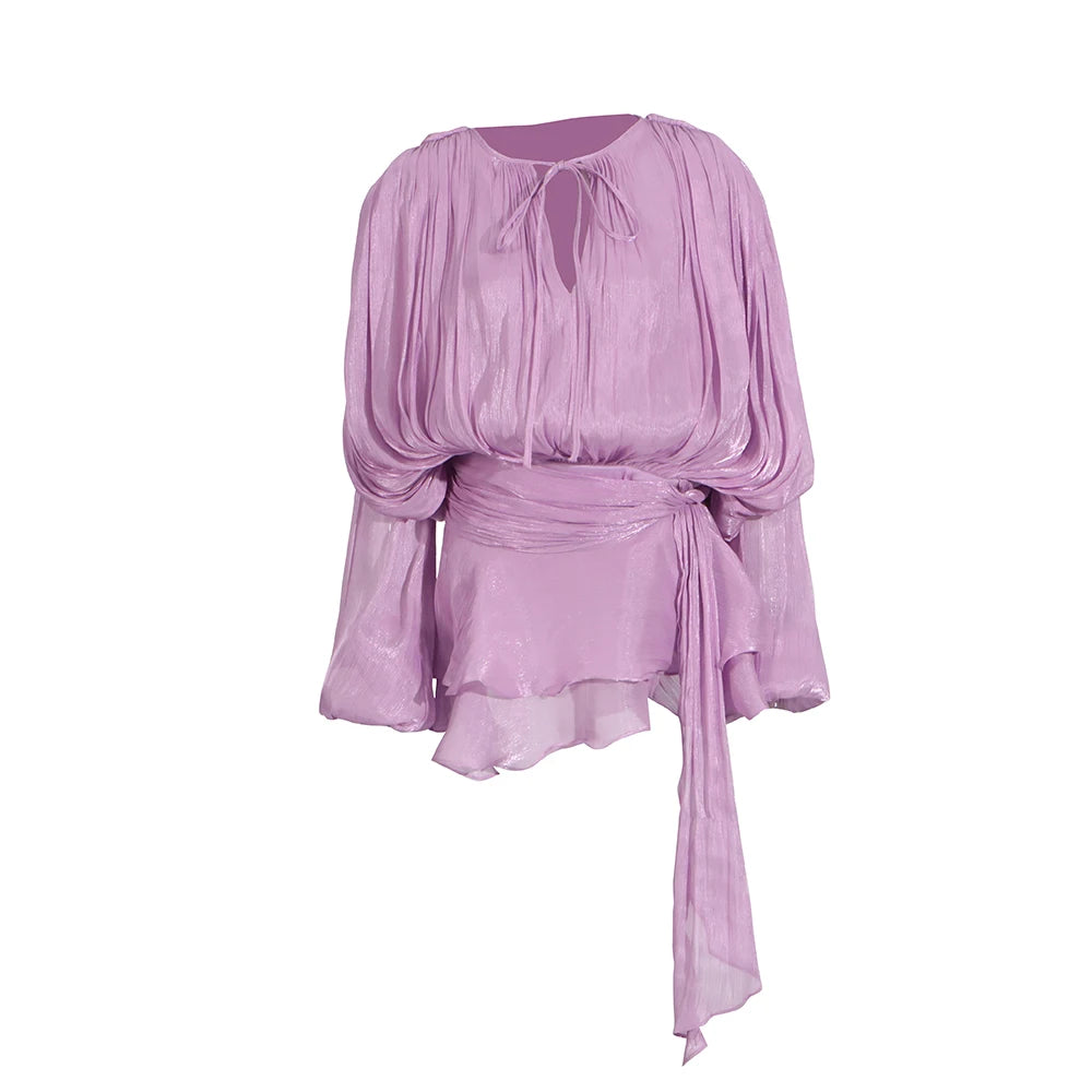 TWOTWINSTYLE Lace-Up Patchwork Mini Dress for Women
