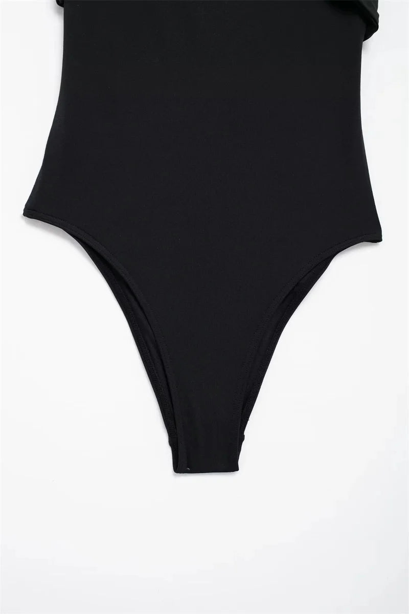 Off-Shoulder Black Sexy Bodysuit for Women