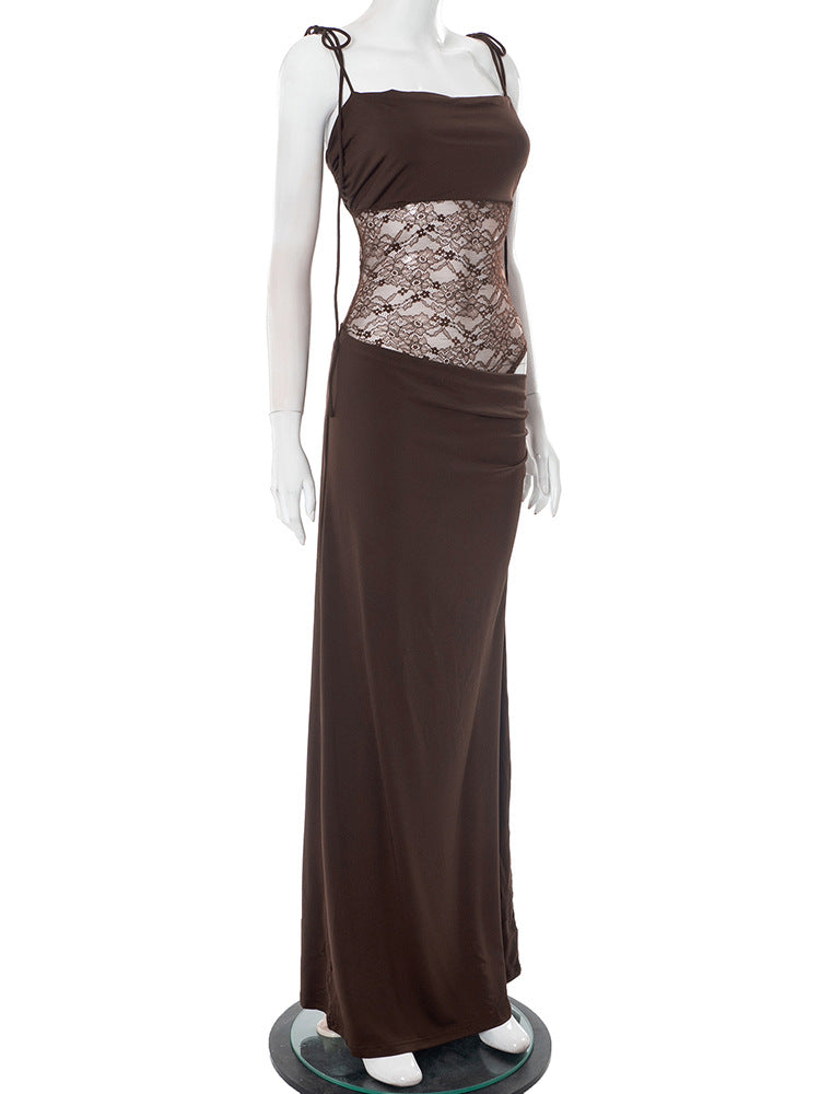 Lace Cut-Out Spaghetti Strap Maxi Dress