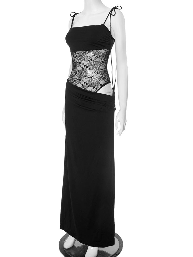 Lace Cut-Out Spaghetti Strap Maxi Dress
