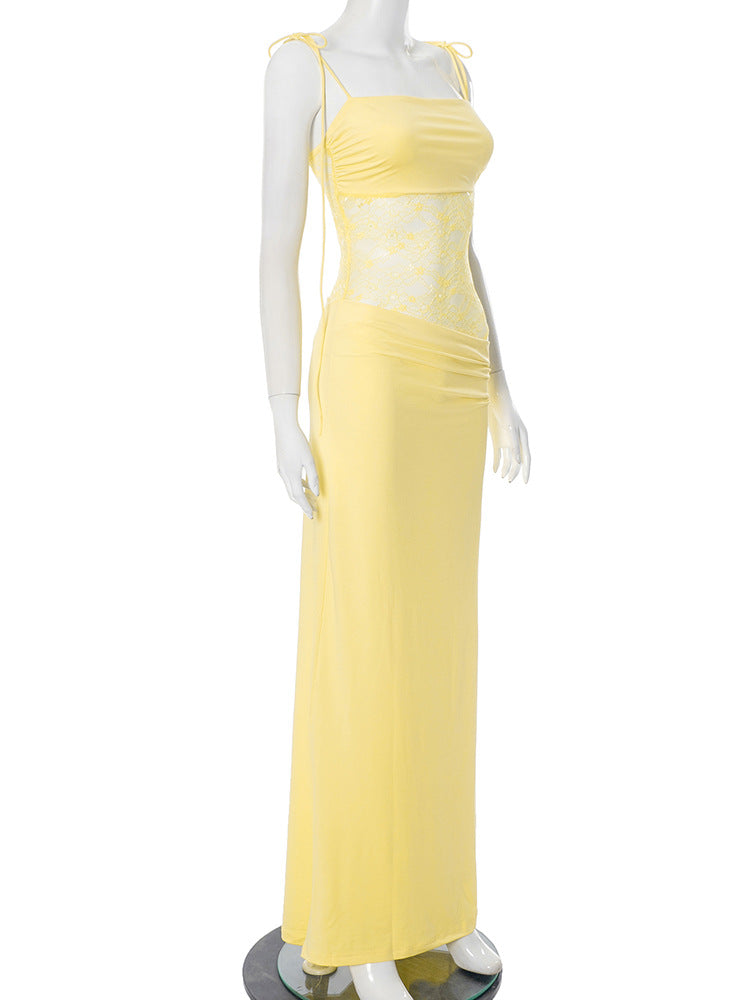 Lace Cut-Out Spaghetti Strap Maxi Dress