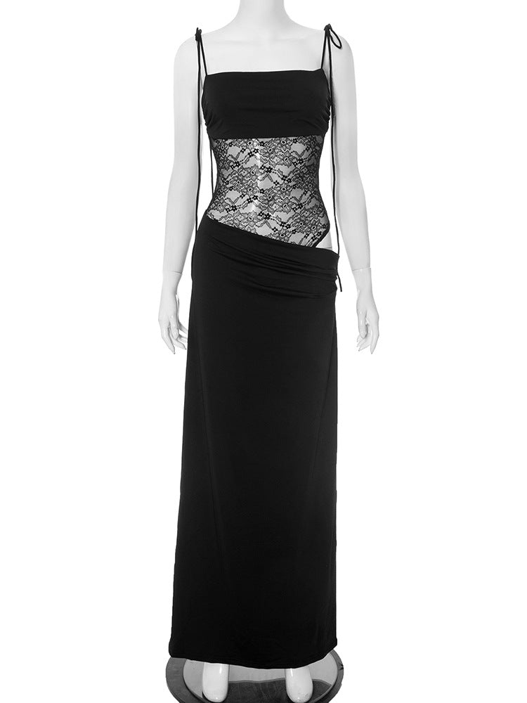 Lace Cut-Out Spaghetti Strap Maxi Dress