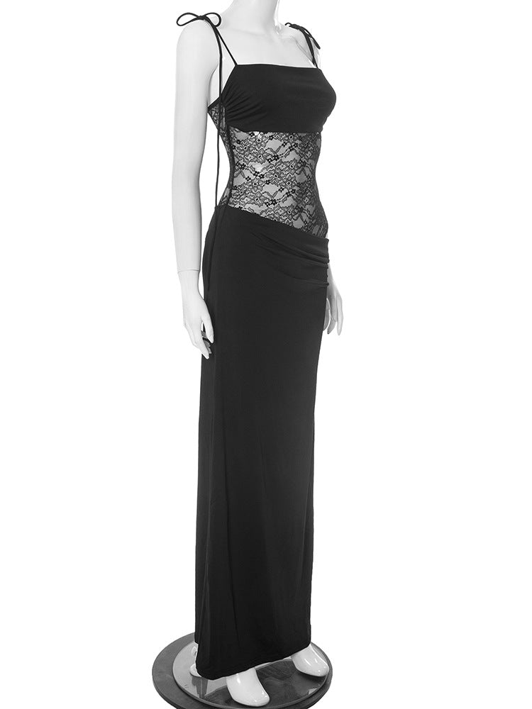Lace Cut-Out Spaghetti Strap Maxi Dress