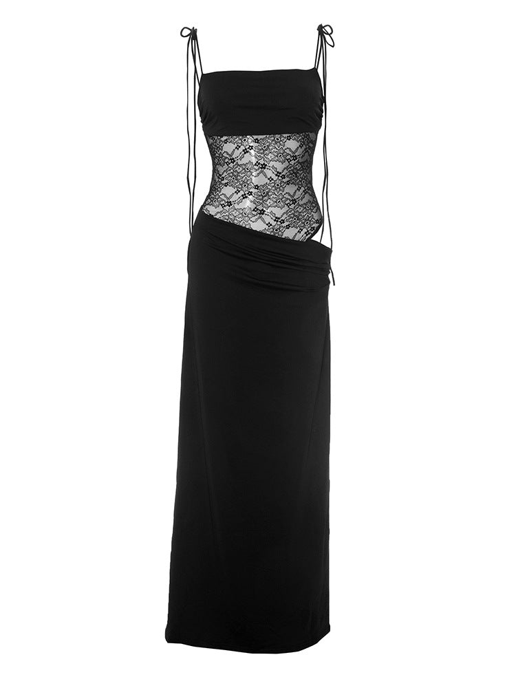 Lace Cut-Out Spaghetti Strap Maxi Dress