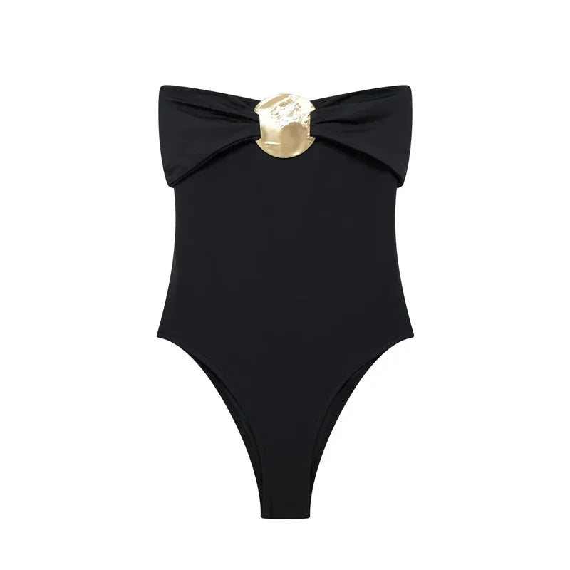 Off-Shoulder Black Sexy Bodysuit for Women