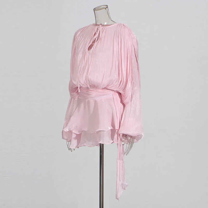 TWOTWINSTYLE Lace-Up Patchwork Mini Dress for Women