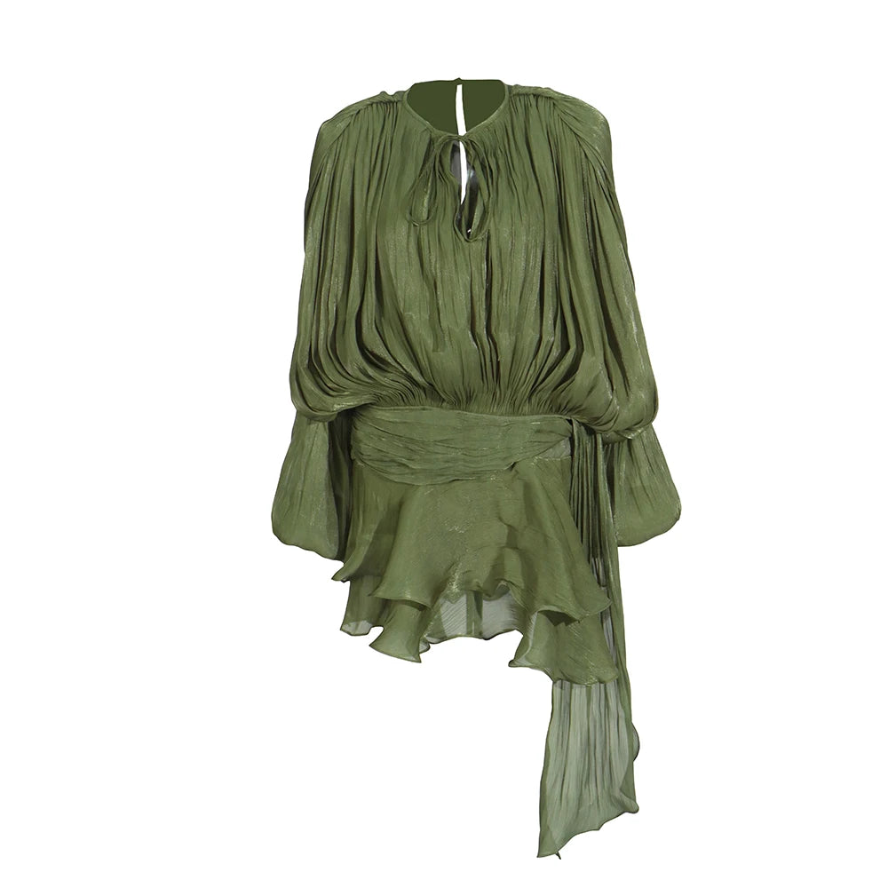 TWOTWINSTYLE Lace-Up Patchwork Mini Dress for Women