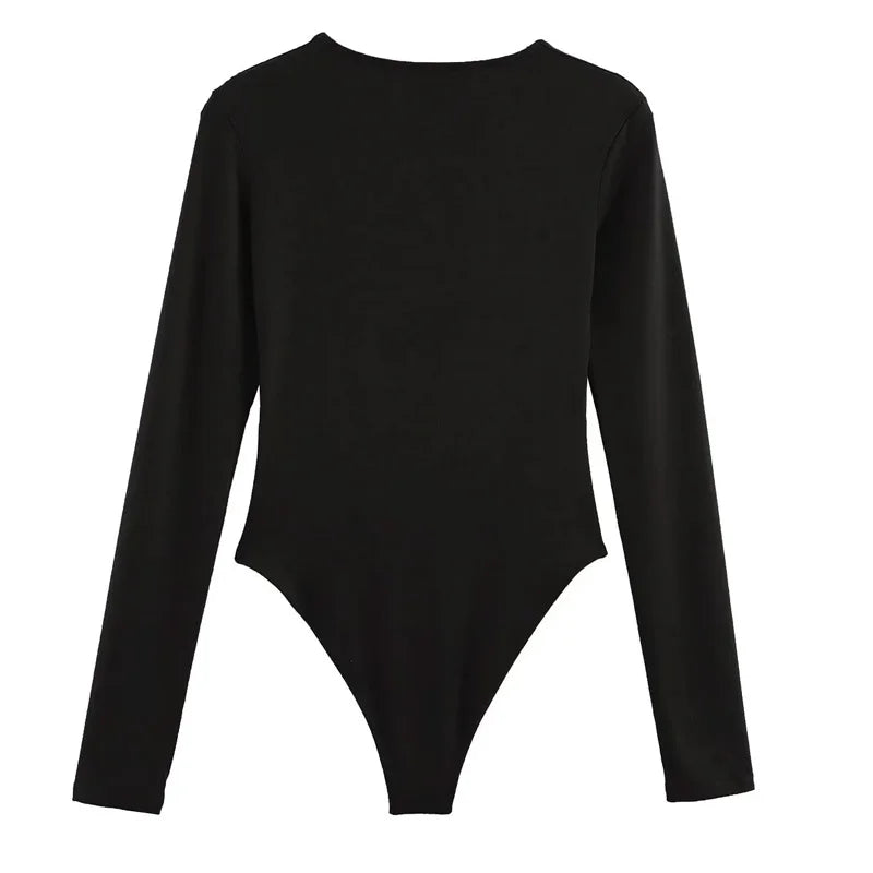 TRAF Long Sleeve Slim Thong Bodysuit
