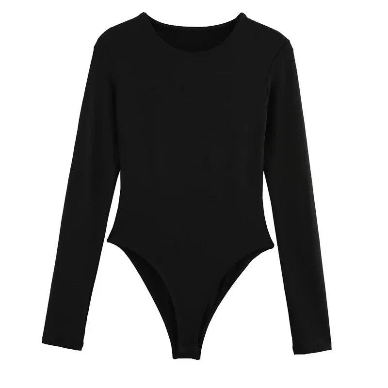 TRAF Long Sleeve Slim Thong Bodysuit
