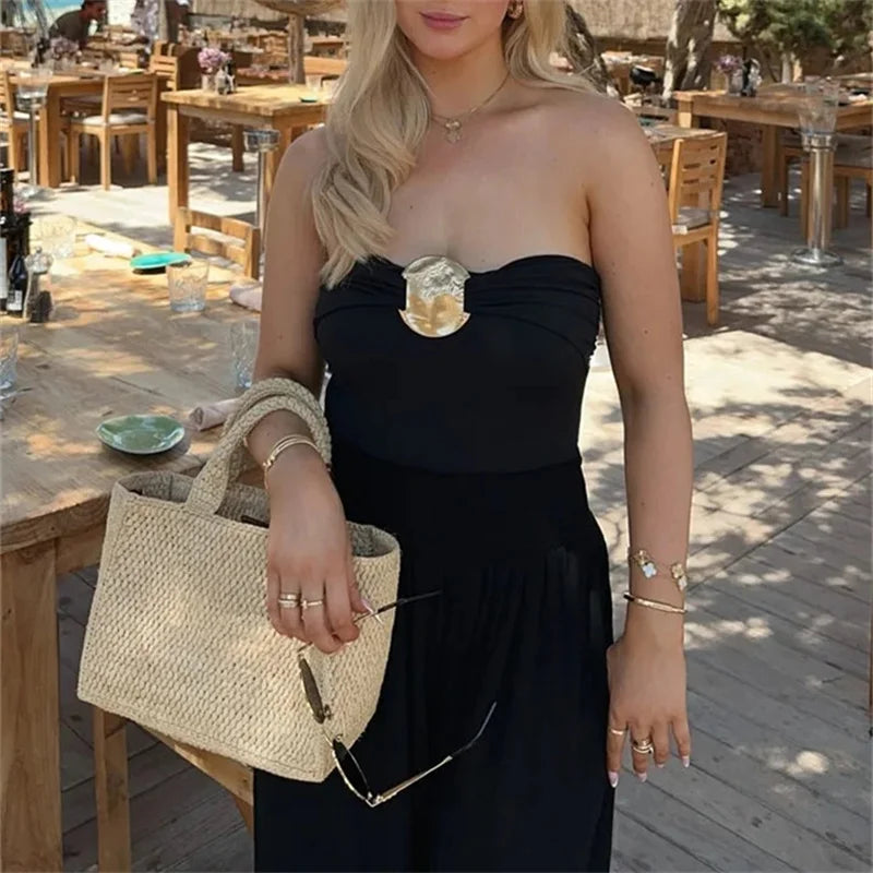 Off-Shoulder Black Sexy Bodysuit for Women