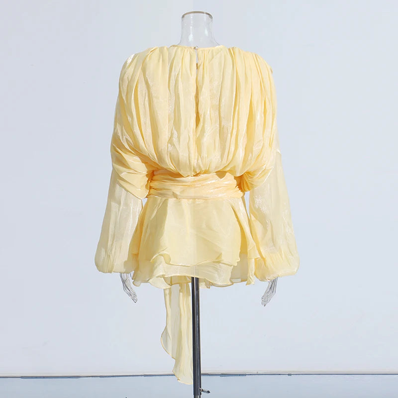 TWOTWINSTYLE Lace-Up Patchwork Mini Dress for Women