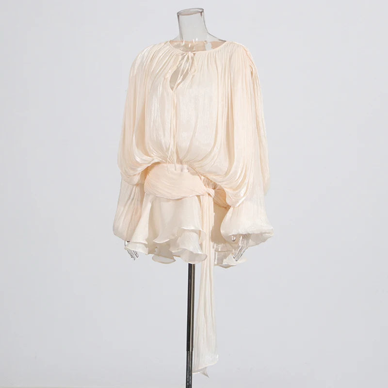 TWOTWINSTYLE Lace-Up Patchwork Mini Dress for Women