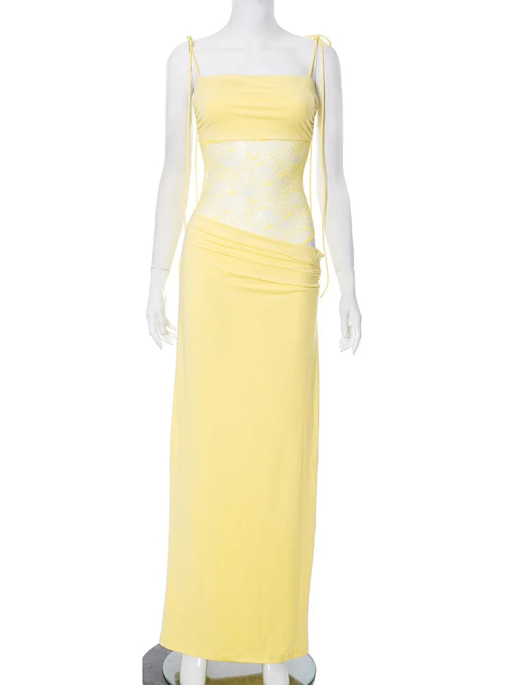 Lace Cut-Out Spaghetti Strap Maxi Dress