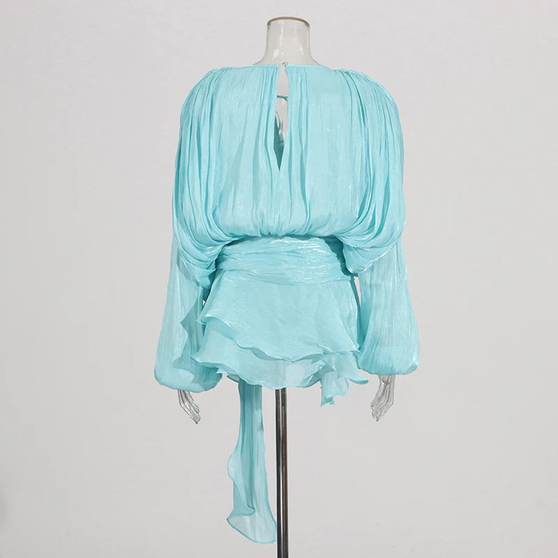 TWOTWINSTYLE Lace-Up Patchwork Mini Dress for Women