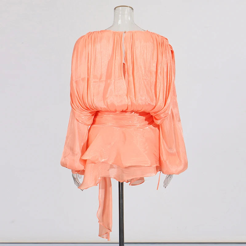 TWOTWINSTYLE Lace-Up Patchwork Mini Dress for Women
