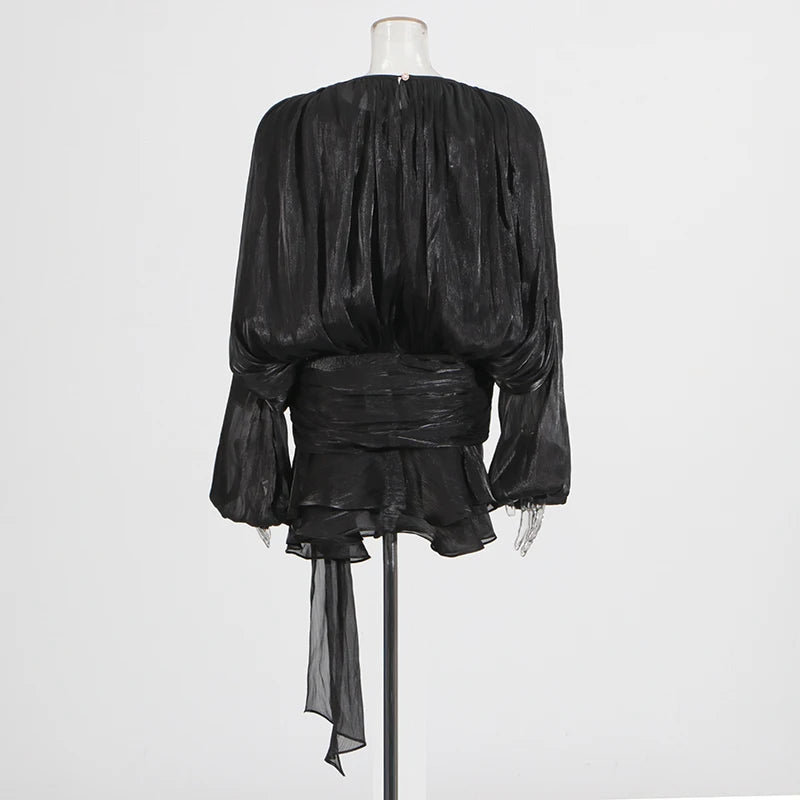 TWOTWINSTYLE Lace-Up Patchwork Mini Dress for Women